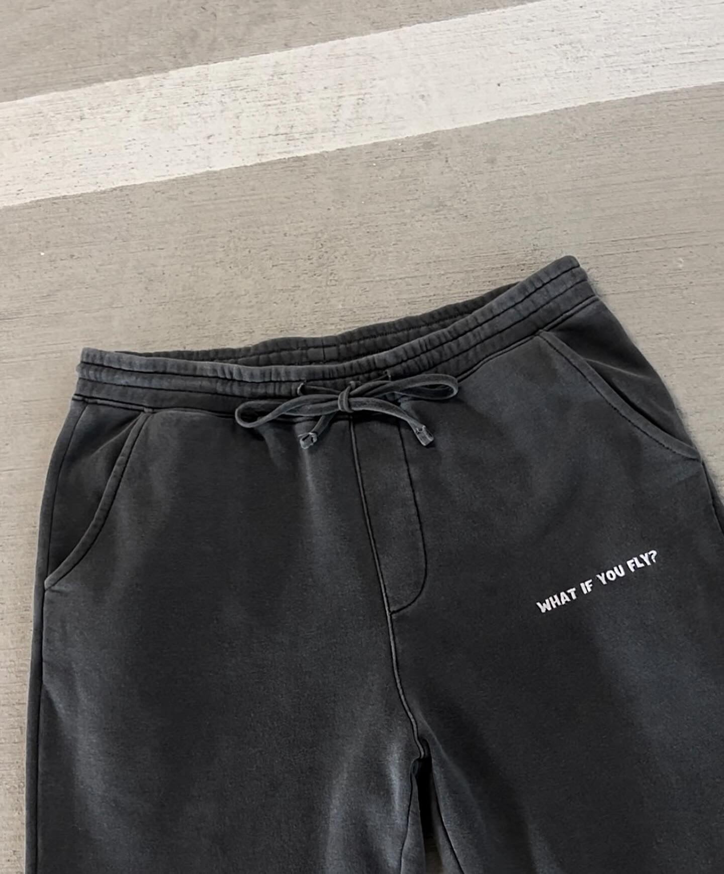 'What if you fly?' Pigment-dyed sweatpants - vintage gray