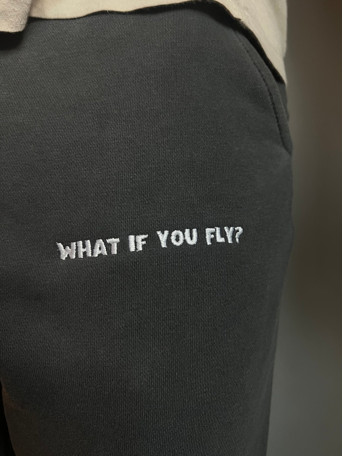 'What if you fly?' Pigment-dyed sweatpants - vintage blue